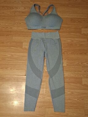 PINK Seamless Sports Bra & Legging Set - Heather Gray